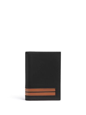 Zegna stripe-detail leather passport case - Black