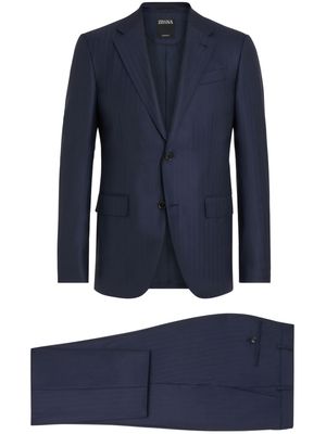 Zegna stripe-jacquard wool suit - Blue