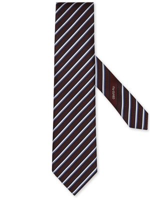Zegna stripe-print silk tie - BU1 BURGUNDY