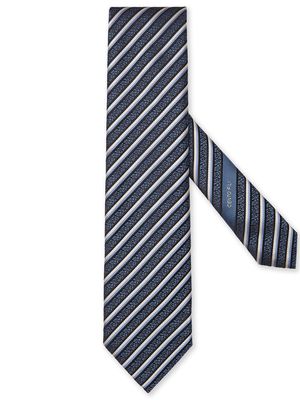 Zegna stripe-print silk tie - TE1 TEAL BLUE