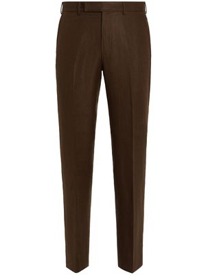 Zegna tailored linen trousers - Brown