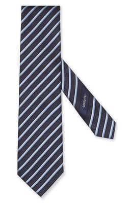 ZEGNA Teal Blue Cento Fili Silk Tie in Navy