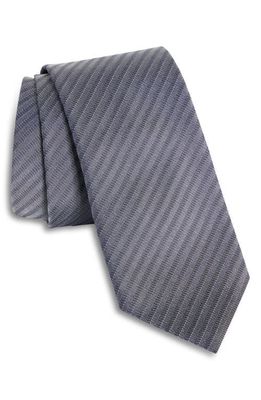 ZEGNA Textured Stripe Silk Tie in Navy