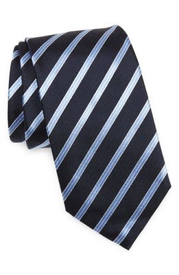 ZEGNA TIES Brera Stripe Dark Blue Silk Tie in Navy