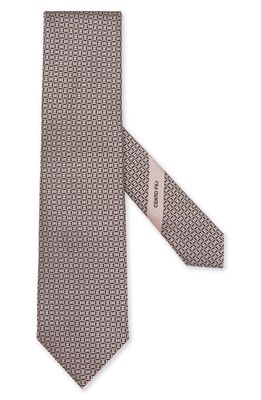 ZEGNA TIES Cento Fili Geometric Silk Tie in Pink
