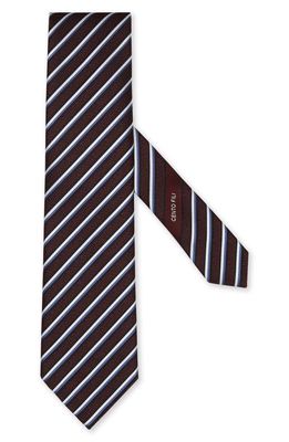 ZEGNA TIES Cento Fili Stripe Silk Tie in Burgundy