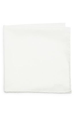 ZEGNA TIES Cotton & Linen Pocket Square in White