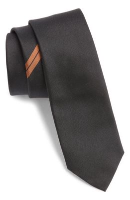 ZEGNA TIES Diagonal Stripe Mulberry Silk Jacquard Tie in Vicuna