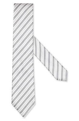 ZEGNA TIES Evening Regimental Silk & Cotton Tie in Silver