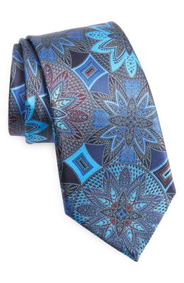 ZEGNA TIES Fancy Special Project USA Floral Silk Tie in Bright Blue