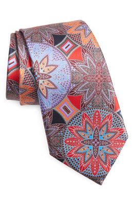 ZEGNA TIES Fancy Special Project USA Floral Silk Tie in Red