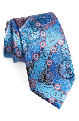 ZEGNA TIES Floral Silk Tie in Pink And Blue