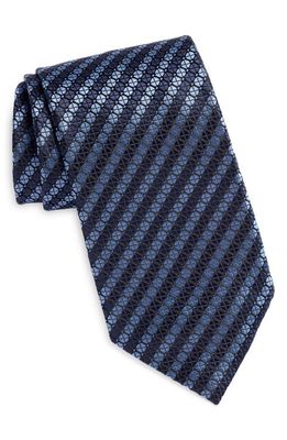 ZEGNA TIES Macroarmature Stripe Silk Tie in Navy