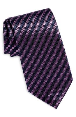 ZEGNA TIES Macroarmature Stripe Silk Tie in Purple