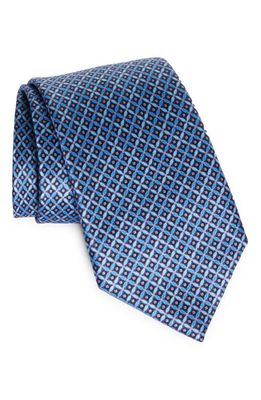 ZEGNA TIES Overlock Circle Print Silk Tie in Light Blue