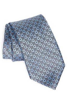 ZEGNA TIES Paglie Geometric Jacquard Silk Tie in Blue