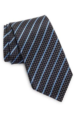 ZEGNA TIES Paglie Stripe Silk Tie in Navy