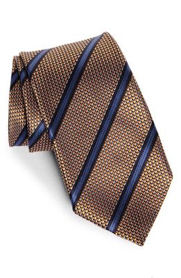 ZEGNA TIES Paglie Stripe Silk Tie in Orange/Blue