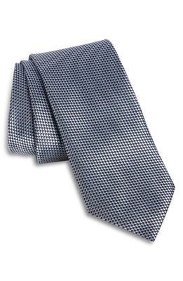 ZEGNA TIES Paglie Two-Tone Basketweave Silk Tie in Blue