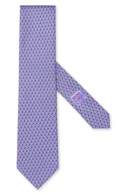 ZEGNA TIES Quadri Colorati Airplane Silk Tie in Purple