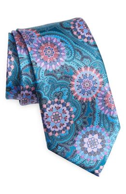 ZEGNA TIES Special Project Floral Silk Tie in Teal