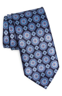 ZEGNA TIES ZENGA Floral Silk Tie in Navy Fan