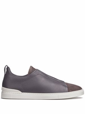 Zegna Triple Stitch grained leather trainers - Grey