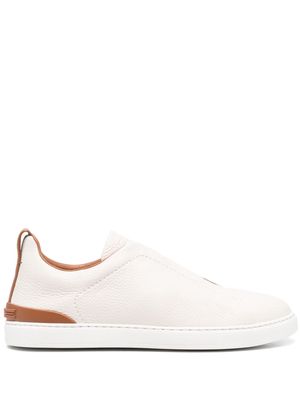Zegna Triple Stitch pebbled leather sneakers - Neutrals