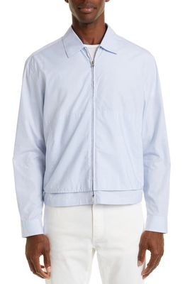 ZEGNA Trofeo Microstripe Comfort Fit Overshirt in White/Light Blue