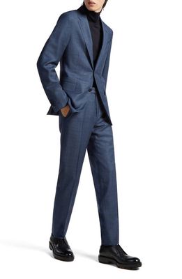 ZEGNA Trofeo Windowpane Plaid Wool Suit in Blue