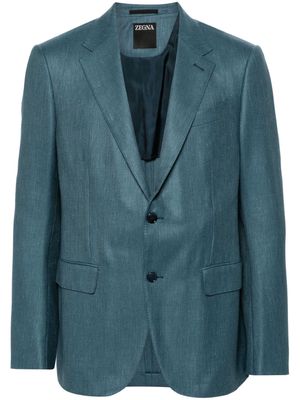 Zegna twill single-breasted blazer - Blue