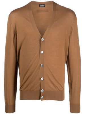 Zegna V-neck wool cardigan - Brown