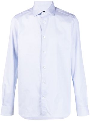 Zegna waffle long-sleeve cotton shirt - Blue