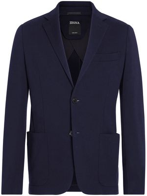 Zegna wool notched-lapels blazer - Blue