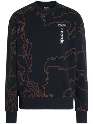 Zegna X norda™ graphic-print cotton sweatshirt - Black