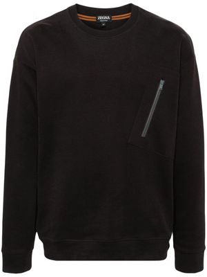 Zegna zip-detail cotton sweatshirt - Brown