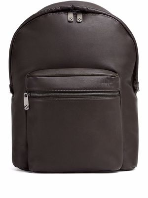 Zegna zip-fastening leather backpack - Brown