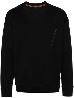 Zegna zip-pocket jersey sweatshirt - Black