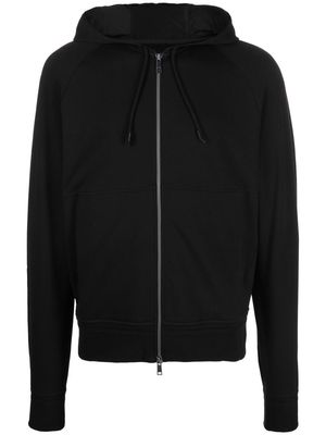 Zegna zip-up drawstring hoodie - Black
