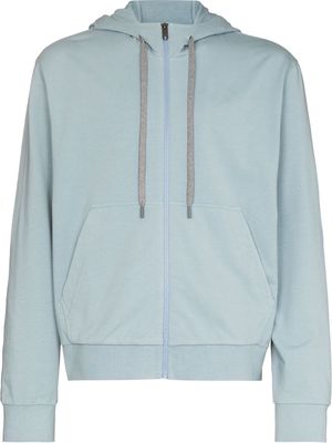 Zegna zip-up drawstring hoodie - Blue