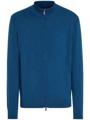Zegna zip-up wool cardigan - Blue
