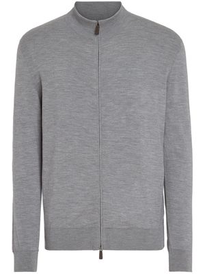 Zegna zip-up wool cardigan - Grey