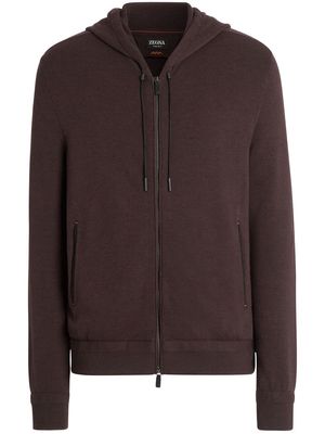 Zegna zip-up wool hoodie - Brown