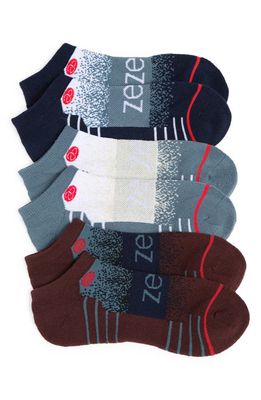 zella Assorted 3-Pack Performance Ankle Socks in Navy Glitch Ombre Multi