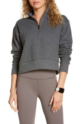 zella Cara Lite Half Zip Crop Sweatshirt in Grey Medium Charcoal Heather