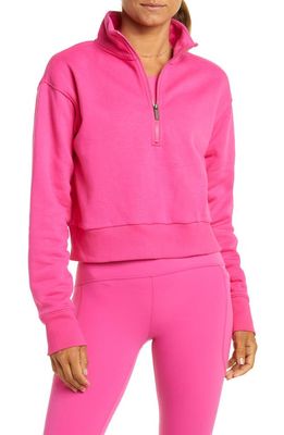 zella Cara Lite Half Zip Crop Sweatshirt in Pink Rouge