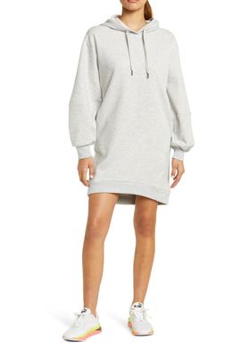 zella Cara Long Sleeve Fleece Hoodie Dress in Grey Light Heather