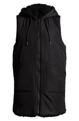 zella Cozy Insulated Hooded Reversible Vest in Black