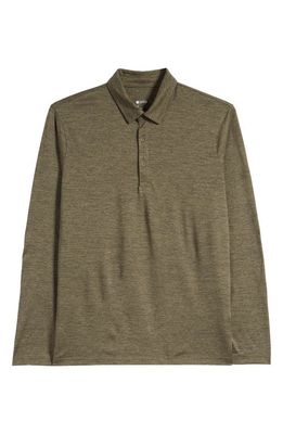 zella Driver Performance Long Sleeve Polo in Olive Night