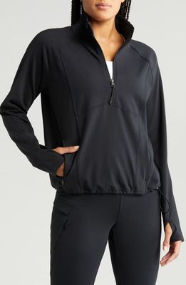 zella Fleece Lined Performance Half Zip Pullover in Black